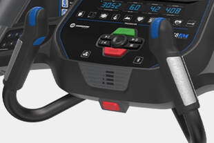Angled heart rate sensor grips on Horizon Fitness 7.8 AT treadmill